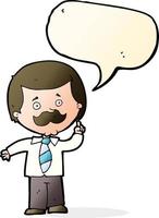 cartoon newsreader man with idea with speech bubble vector