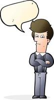 cartoon annoyed man with speech bubble vector