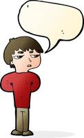 cartoon antisocial boy with speech bubble vector