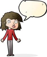 cartoon girl shrugging shoulders with speech bubble vector