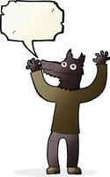 cartoon wolf man with speech bubble vector