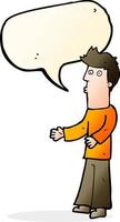 cartoon man explaining with speech bubble vector