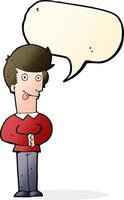 cartoon man sticking out tongue with speech bubble vector