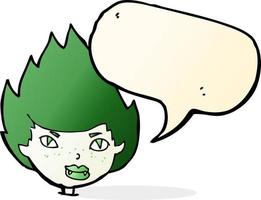 cartoon vampire head with speech bubble vector