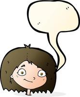 cartoon happy female face with speech bubble vector