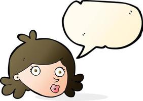 cartoon pretty face with speech bubble vector