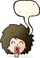 cartoon woman screaming with speech bubble vector