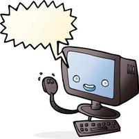 cartoon computer with speech bubble vector