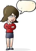 cartoon angry woman with speech bubble vector