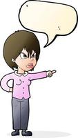 cartoon woman accusing with speech bubble vector