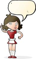 cartoon surprised maid with speech bubble vector