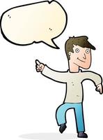 cartoon happy man pointing with speech bubble vector