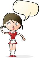 cartoon waitress making hand gesture with speech bubble vector