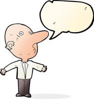 cartoon confused middle aged man with speech bubble vector