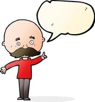 cartoon bald man with idea with speech bubble vector