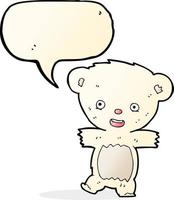 cachorro de oso polar de peluche de dibujos animados con burbujas de discurso vector