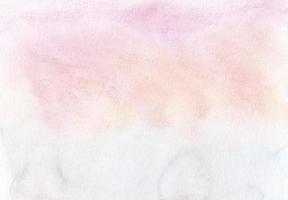 Watercolor pastel peach ombre background texture, hand painted. Light pink, beige and white gradient backdrop. photo