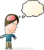 cartoon man with brain symbol with speech bubble vector