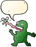 cartoon frog catching fly with speech bubble vector