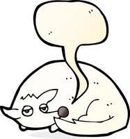 cartoon curled up dog with speech bubble vector