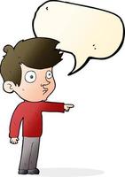 cartoon pointing boy with speech bubble vector