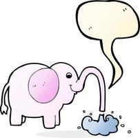 cartoon elephant squirting water with speech bubble vector