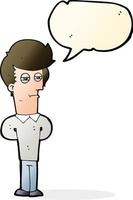 cartoon jaded man with speech bubble vector