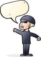 cartoon security guy with speech bubble vector