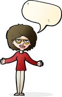 cartoon woman wearing spectacles with speech bubble vector