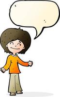 cartoon happy woman with speech bubble vector