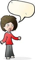 cartoon surprised woman with speech bubble vector