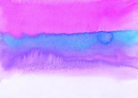 Abstract bright pink, blue, purple watercolor background texture, hand painted. Artistic striped backdrop, stains on paper. Aquarelle painting wallpaper. photo