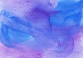 Watercolor deep blue and purple background texture. Stains on paper, hand painted. photo