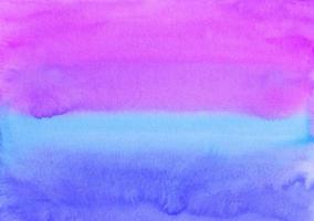 Watercolor deep purple and blue background texture. Pink and cerulean stains on paper, hand painted. photo