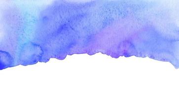 Watercolor blue, purple background texture. Isolated border. Stains on paper, hand painted banner. photo