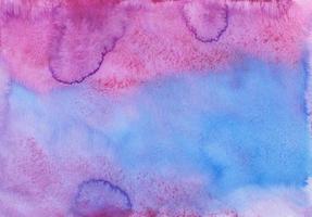 Watercolor deep purple, pink and blue background texture. Stains on paper, hand painted. Beautiful artistic watercolour wallpaper. photo