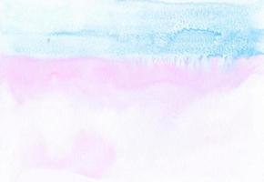 Watercolor pastel blue and pink background texture. Light fuchsia and cerulean stains on paper, hand painted. photo