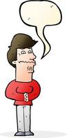 cartoon nervous man with speech bubble vector