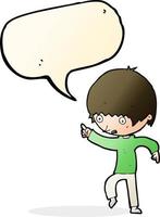 cartoon worried boy pointing with speech bubble vector