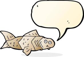 cartoon funny fish with speech bubble vector