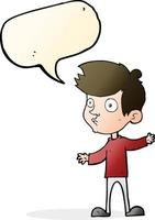 cartoon curious boy with speech bubble vector