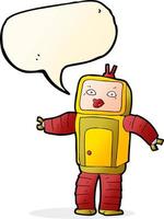 funny cartoon robot with speech bubble vector