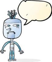 funny cartoon robot with speech bubble vector