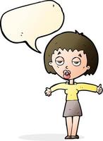 cartoon bored woman with speech bubble vector