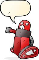 cartoon tank robot with speech bubble vector