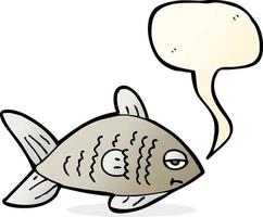 cartoon funny fish with speech bubble vector