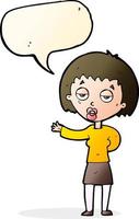 cartoon bored woman with speech bubble vector