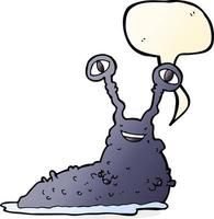 cartoon slug with speech bubble vector