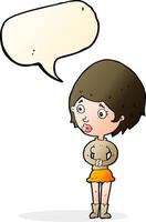 cartoon concerned woman with speech bubble vector