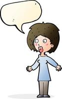 cartoon surprised woman with speech bubble vector